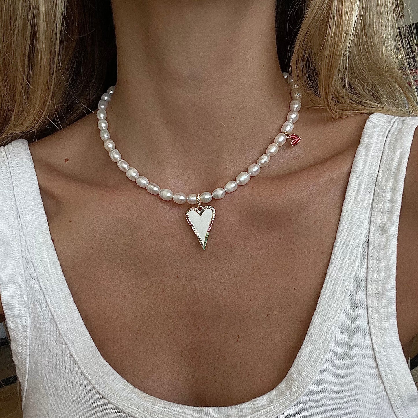 WHITE HEART CHOCKER - Lublu