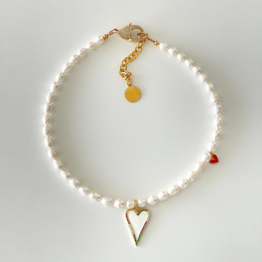 WHITE HEART CHOCKER - Lublu